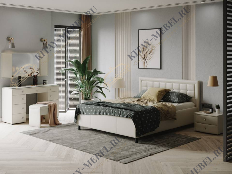 Кровать ComoVeda 2 — 120х190 см Экокожа (Белый)