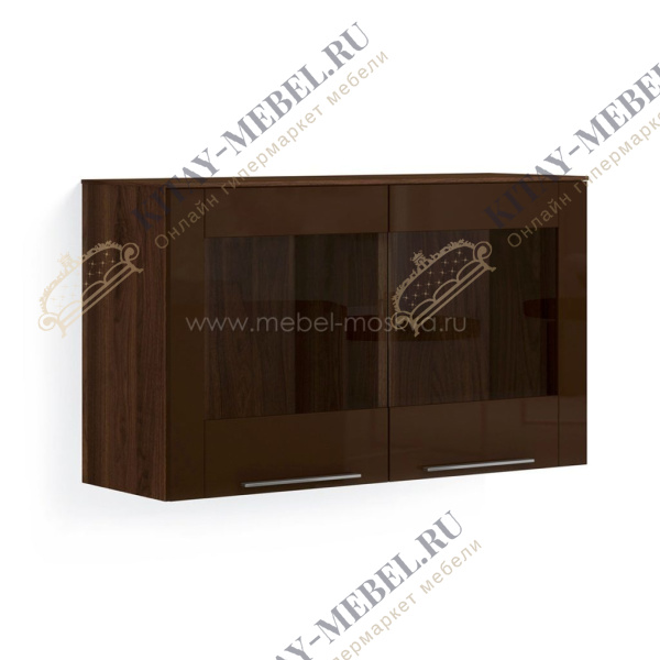 Навесной шкаф-витрина Соло (коламбия/коричневый) 391.23-KK