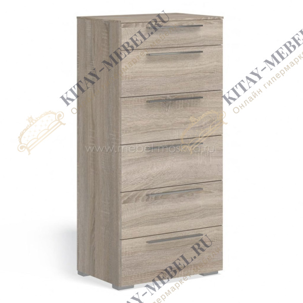 Высокий комод Соло 6 ящиков (сонома) 393.34-D