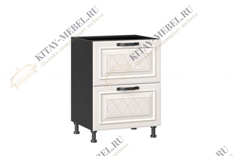 Тумба кухонная 600 с 2 ящиками (4) Марина (Чёрный/Алебастр) 273.130.000.415