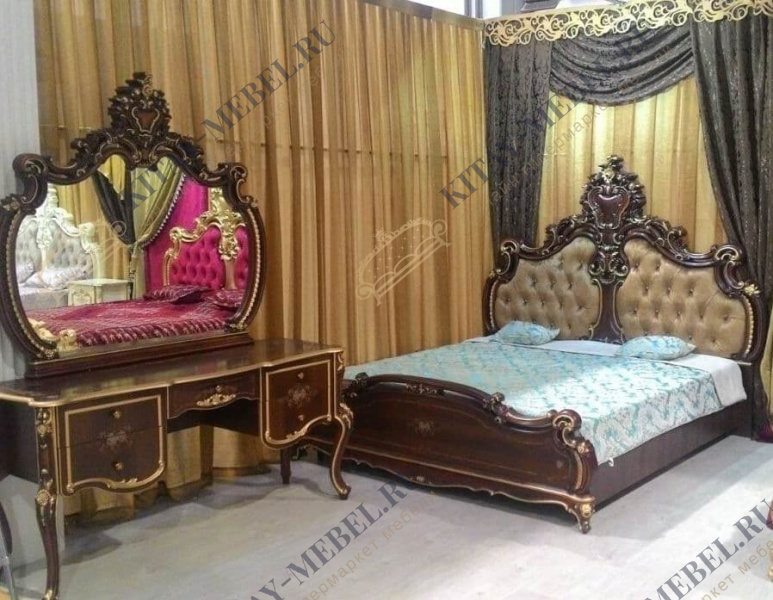 Кровать с мягким изголовьем — Шейх, 180/200, орех, МДФ, ППУ, капитоне