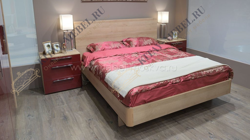Недорогая кровать из ЛДСП ROSSA (дуб Ривьера) 393.1216, двуспальная, 160×200