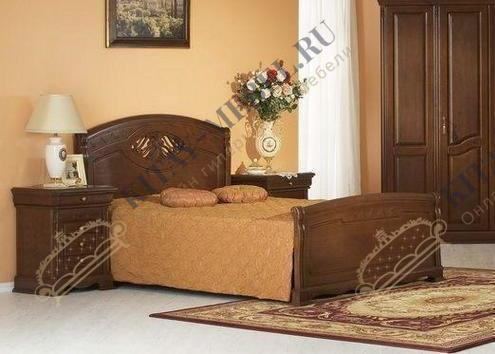 Кровать двухспальная 160х200 без изножья Лаура (орех), МДФ