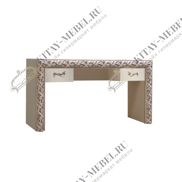 Стол туалетный 1,6 м Тиффани премиум (слоновая кость/серебро)