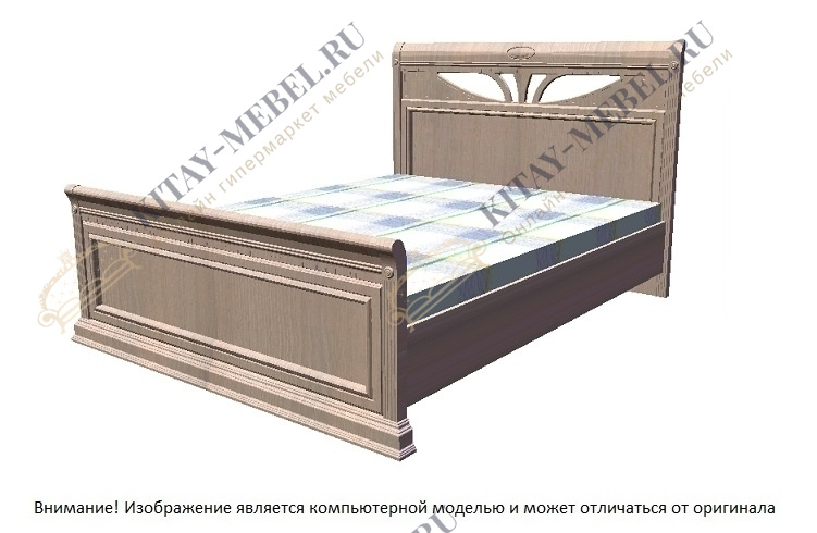 Кровать двуспальная 180×200 Валенсия (дуб шамони), ЛДСП, МДФ
