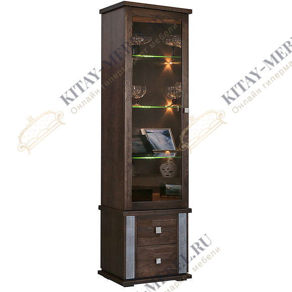Шкаф с витриной «Тунис» П343.21Ш (венге)